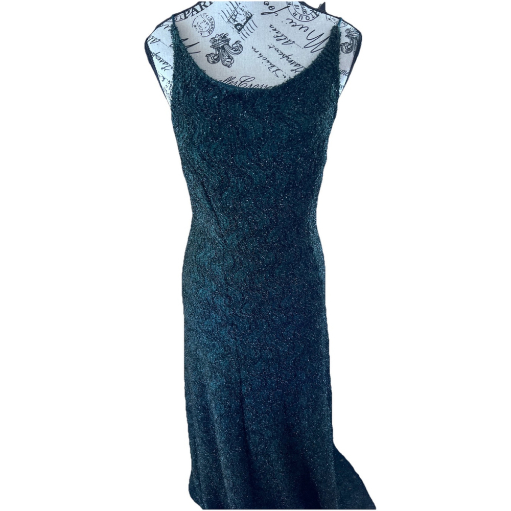 Vintage Green Lands Green Glitter Dress, Size M - Picture 4 of 10